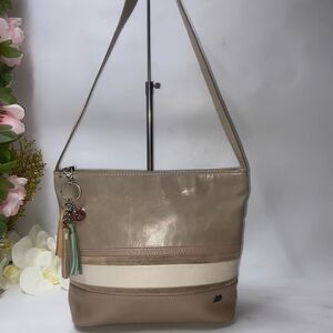 The Sak Leather Shoulder Bag Taupe Medium